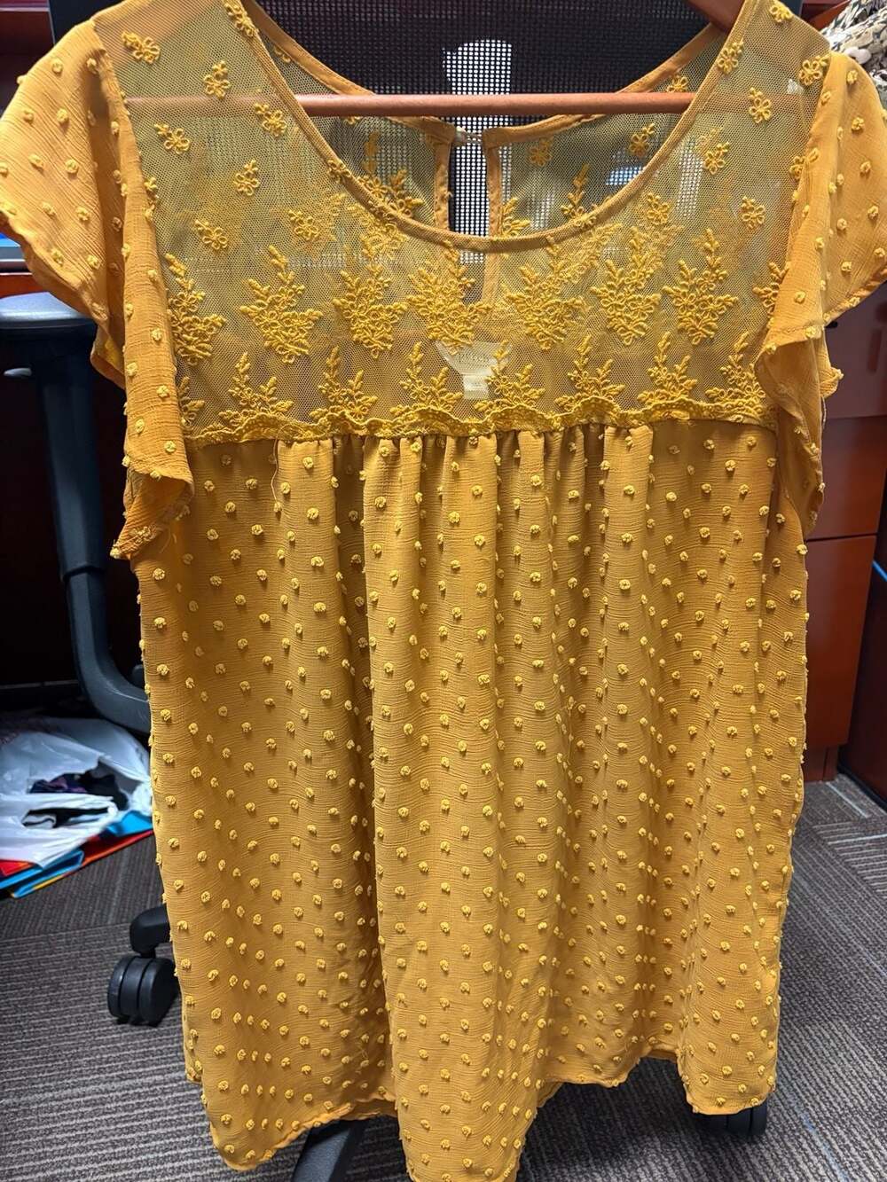 Boho Chic Yellow Swiss Dot Embroidered Size 3XL